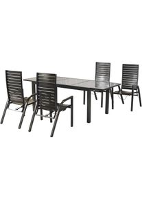 Garten-Essgruppe Merxx "&raquo;Siros&laquo;", grau (graphit, graphit, graphit), Auszugsplatte, ausziehbar, Aluminium, Sitzm&ouml;bel-Sets, Garten-Essgruppe, R&uuml;ckenlehne verstellbar durch Gasdruckfeder
