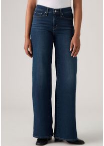 Levi's Weite Jeans LEVI'S "318 SHAPING WIDE LEG", Damen, Gr. 31, L&auml;nge 32, blau (holly glitz 318), Denim/Jeans, Obermaterial: 81% Baumwolle, 18% Polyester, 1% Elasthan, weit lang, Jeans Weite Jeans, Glitzerdetails