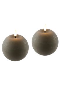 LED-Kerze I.GE.A. "LED Echtwachskerze 2er Set", gr&uuml;n, B:11cm H:11cm, Wachs, Kerzen, LED-Kerze, Mit Timer Flackernd Stumpenkerze Adventskerzen Adventskranz