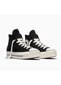 Sneaker Converse "Chuck Taylor All Star Lift", Damen, Gr. 42,5, Synthetik, schwarz-wei&szlig; (schwarz, schwarz, egret), Leder, Schuhe Sneaker, wasserdichtes Wildleder, gef&uuml;ttert und breite Laces