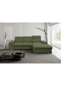Ecksofa WERK2 "Palma 282 x 185 cm mit Bett & Bettkasten, Kopfteilverstellung, bequem", gr&uuml;n, B:282cm H:88cm T:185cm, 92% Polyester, 8% Nylon, Sofas, Ecksofa, Strukturstoff, L-Form, XXL, Schlaffunktion, Bettkasten