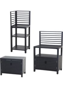 Outdoor-K&uuml;che SIENA GARDEN "Texas 3er-Set", schwarz (k&uuml;che: schwarz, front: anthrazit, korpus: anthrazit), B:56cm H:90cm T:236cm, Komplettk&uuml;chen-Sets, Outdoor-K&uuml;che, aus Aluminium in matt anthrazit