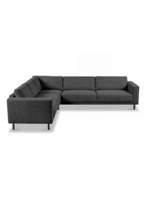 Ecksofa OTTO HOME "Sveeva, L-Form, B.288 cm, schwarze Metallf&uuml;&szlig;e", grau (anthrazite), B:288cm H:78cm T:243cm, 100% PES, Sofas, Ecksofa, langlebiger Strukturstoff, mit Wellenunterfederung, viele Farben
