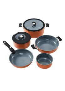 Topf-Set RESTO KITCHENWARE "SAVE & STOCK Multifunktionales Stapelbares Set im Geschenkkarton", orange (terrakotta), T&ouml;pfe, Topf-Set, Induktion, f&uuml;r alle Herdarten geeignet