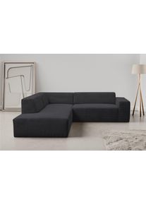 Ecksofa WERK2 "Zeus-M 251 cm breit, 262 cm tief, tolles Sofa, L-Form", anthrazit, B:251cm H:70cm T:262cm, 90% Polyester, 10% Nylon, Sofas, Ecksofa, Curvy Trend Garnitur, urbane Optik, komfortable Wellenunterfederung