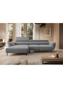 Ecksofa WERK2 "Alisson 277 x 174 cm modern & bequem, bodenfrei, Multifunktionen", anthrazit, B:277cm H:76cm T:174cm, 92% Polyester, 8% Nylon, Sofas, Ecksofa, Luxus-Microfaser weich, L-Form, XXL, elektrische Sitztiefenverstellung