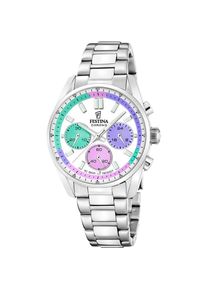 Chronograph Festina "Boyfriend Collection", bunt (silberfarben, bunt, silberfarben, bunt), Armbanduhren, Damen, silberfarben, Chronograph, Quarzuhr, Armbanduhr, Damenuhr, Herrenuhr, Edelstahlarmband, analog