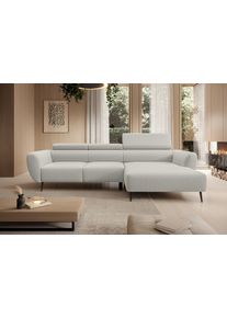 Ecksofa WERK2 "Alisson 277 x 174 cm modern & bequem, bodenfrei, Multifunktionen", silber, B:277cm H:76cm T:174cm, 92% Polyester, 8% Nylon, Sofas, Ecksofa, Luxus-Microfaser weich, L-Form, XXL, elektrische Sitztiefenverstellung