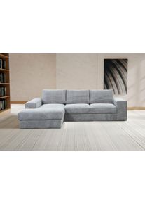 Ecksofa WERK2 "Rozzana 280 x 190 cm zeitlos & bequem, viel Platz, Design & Komfort", grau, B:280cm H:86cm T:190cm, 90% Polyester, 10% Nylon, Sofas, Ecksofa, Cord, L-Form, XXL