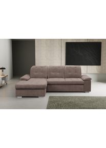 Ecksofa WERK2 "Carmen 264 cm breit L-Form Sofa Schlaffunktion Kopfst&uuml;tzen verstellbar", braun, B:264cm H:105cm T:170cm, 92% Polyester, 8% Nylon, Sofas, Ecksofa, Schlafcouch mit Bettkasten, Eckcouch wahlw. mit Sitztiefenverstellung