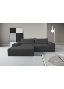Ecksofa WERK2 "Rio 262 x 188 cm, modern & bequem, aktuelles Design, breite Armlehnen", grau (anthrazit), B:262cm H:83cm T:188cm, 100% Polyester, Sofas, Ecksofa, Webstoff, L-Form