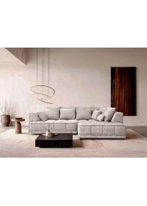 Ecksofa WERK2 "Tiga 207 x 286 cm modern & bequem, elektrisch verstellbare Sitztiefe", hellgrau, B:207cm H:72cm T:286cm, 100% Polyester, Sofas, Ecksofa, Struktur weich, L-Form, elektrische Sitztiefenverstellung