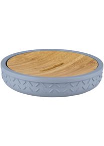 Seifenschale Kleine Wolke "Dash", blau (iceblau), B:11,9cm H:2,5cm T:11,9cm, Bambus, Polyresin, Seifenhalter, Seifenschale