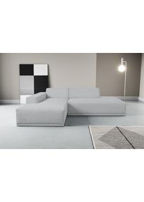 Ecksofa WERK2 "Apollo 264 x 188 cm, bequem, Japandi Design, Cord, viel Platz", grau (hellgrau), B:264cm H:70cm T:188cm, 100% Polyester, Sofas, Ecksofa, Waffelcord, L-Form