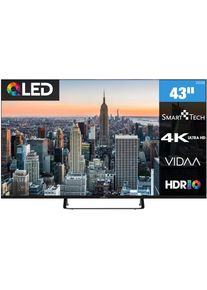 SMART TECH QLED-Fernseher "43QV02V", Energieeffizienz: F, schwarz, 43 &Prime;, Fernseher, QLED-Fernseher
