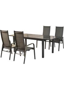 Garten-Essgruppe Merxx "&raquo;Alassio&laquo;", grau (grau, grau, graphit), Auszugsplatte, ausziehbar, Aluminium, Kunststoff, Sitzm&ouml;bel-Sets, Garten-Essgruppe, R&uuml;ckenlehne verstellbar durch Gasdruckfeder