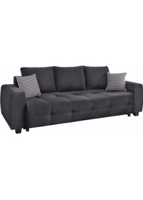 Schlafsofa OTTO HOME "Bella mit Bettkasten, G&auml;stebett 142x194, in 3 Qualit&auml;ten, inkl. Kissen", anthrazit, B:241cm H:45cm T:94cm, 100%Polyester, Sofas, Schlafsofa, CLASSIC - Bonnellfedern ohne Topper - ideal als G&auml;stebett