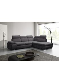Ecksofa WERK2 "Alicante Kopfteilverstellung, Bett & Bettkasten, Cord, L-Form, bequem", anthrazit, B:280cm H:86cm T:230cm, Sofas, Ecksofa, Chenille, L-Form, XXL, Schlaffunktion, Bettkasten