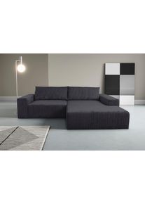Ecksofa WERK2 "Rio 262 x 188 cm, modern & bequem, aktuelles Design, breite Armlehnen", grau (anthrazit), B:262cm H:83cm T:188cm, 90% Polyester, 10% Nylon, Sofas, Ecksofa, Cord, L-Form