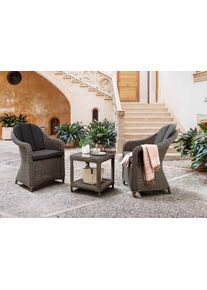 Balkonset DESTINY "Malaga Merano", grau (vintage grau), B:62cm H:85cm T:70cm, Aluminium, Glas, Polyrattan, Sitzm&ouml;bel-Sets, Balkonset, Aluminium, Polyrattan