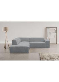 Ecksofa WERK2 "Zeus-M 251 cm breit, 262 cm tief, tolles Sofa, L-Form", grau, B:251cm H:70cm T:262cm, 100% Polyester, Sofas, Ecksofa, Curvy Trend Garnitur, urbane Optik, komfortable Wellenunterfederung