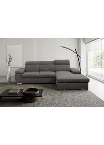 Ecksofa WERK2 "Palma 282 x 185 cm mit Bett & Bettkasten, Kopfteilverstellung, bequem", grau, B:282cm H:88cm T:185cm, 92% Polyester, 8% Nylon, Sofas, Ecksofa, Strukturstoff, L-Form, XXL, Schlaffunktion, Bettkasten