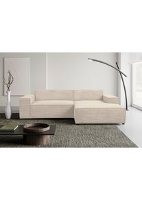 Ecksofa WERK2 "Trento 268 x 163 cm zeitlos, elegant & bequem, kubisches Design", natur, B:268cm H:70cm T:163cm, 90% Polyester, 10% Nylon, Sofas, Ecksofa, Cord, L-Form, extra weiche und tiefe Sitzfl&auml;che