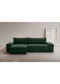 Ecksofa WERK2 "Amsterdam mit Bett & Bettkasten, viel Platz, bequem, Breite 300cm", moosgr&uuml;n, B:300cm H:76cm T:150cm, 90% Polyester, 10% Nylon, Sofas, Ecksofa, Cord, L-Form, XXL, Schlaffunktion, Bettkasten