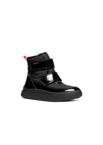 Winterboots Geox "J LAQUINNY GIRL B AB", M&auml;dchen, Gr. 31, w&auml;rmend, bunt (schwarz, pink), Synthetik, Textil, gl&auml;nzend, Schuhe Winterboots, Klettboots, Winterstiefel mit Warmfutter, Gr&ouml;&szlig;enschablone zum Download