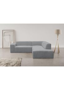 Ecksofa WERK2 "Zeus-M 251 cm breit, 262 cm tief, tolles Sofa, L-Form", grau, B:251cm H:70cm T:262cm, 100% Polyester, Sofas, Ecksofa, Curvy Trend Garnitur, urbane Optik, komfortable Wellenunterfederung