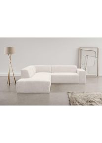 Ecksofa WERK2 "Zeus-M 251 cm breit, 262 cm tief, tolles Sofa, L-Form", natur, B:251cm H:70cm T:262cm, 100% Polyester, Sofas, Ecksofa, Curvy Trend Garnitur, urbane Optik, komfortable Wellenunterfederung