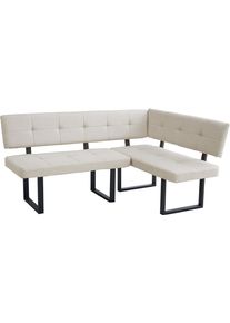 Eckbank OTTO HOME "Alabama", beige, schwarz, B:180cm H:89,5cm T:132cm, Metall, Polyester, Polyurethan, Sitzb&auml;nke, Eckbank, gem&uuml;tliche Sitzbank in Webstoff mit Federkern und Komfort-Sitztiefe