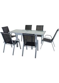 Garten-Essgruppe GARDEN PLEASURE "LOLA", grau (grau, schwarz), Obermaterial: 100% Polyester, Sitzm&ouml;bel-Sets, Garten-Essgruppe