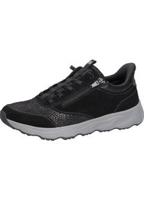 Waldl&auml;ufer Slip-On Sneaker WALDL&Auml;UFER "H-Tessi-Soft", Damen, Gr. 9,5 (44), Textil, schwarz, Textil, Veloursleder, Schuhe Slip-On Sneaker, Sneaker mit Rei&szlig;verschluss, Metallic-Akzente, H-Weite
