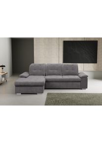 Ecksofa WERK2 "Carmen 264 cm breit L-Form Sofa Schlaffunktion Kopfst&uuml;tzen verstellbar", grau, B:264cm H:105cm T:170cm, 92% Polyester, 8% Nylon, Sofas, Ecksofa, Schlafcouch mit Bettkasten, Eckcouch wahlw. mit Sitztiefenverstellung