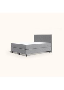 EMMA Original Boxspringbett 180x200 cm - dunkelgrau - F&uuml;&szlig;e Holz - Kopfteil gesteppt