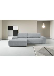 Ecksofa WERK2 "Rotterdam-L 267 x 165 cm mit Bett und Bettfunktion, bequem, Cord", grau, B:267cm H:85cm T:165cm, 90% Polyester, 10% Nylon, Sofas, Ecksofa, Cord, L-Form, Schlaffunktion, Bettkasten