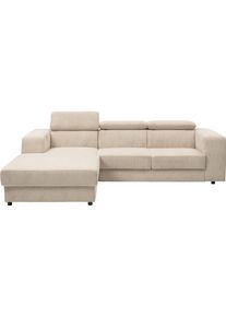 Ecksofa WERK2 "Cherry 270 x 192 cm modern & bequem, Kopfteilverstellung, Bettfunktion", natur, B:270cm H:76cm T:192cm, 90% Polyester, 10% Nylon, Sofas, Ecksofa, Cord, L-Form, XXL, Schlaffunktion, Bettkasten