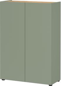 Schuhschrank Germania "Alviano", gr&uuml;n (taupegr&uuml;n, navarra, eiche, nachbildung), B:74cm H:105cm T:33cm, Holzwerkstoff, Schr&auml;nke, Schuhschrank, Mehrzweckschr., verstellb, B&ouml;den, griffloses Design, Breite: 74cm