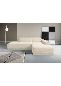 Ecksofa WERK2 "Apollo 264 x 188 cm, bequem, Japandi Design, Cord, viel Platz", beige (natur), B:264cm H:70cm T:188cm, 90% Polyester, 10% Nylon, Sofas, Ecksofa, Cord, L-Form