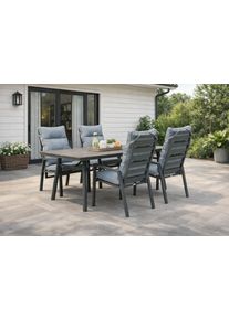 Garten-Essgruppe DESTINY "GARDA SAN MARINO 4 HL + Tisch RE 180x90cm, grau/ anthrazit", grau, B:62cm H:115cm T:67cm, Aluminium, Polywood, Sitzm&ouml;bel-Sets, Garten-Essgruppe, Aluminium, Polywood