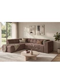 Ecksofa OTTO HOME "TYZZA L-Form, Breite 265 cm, Verl&auml;ssliche Qualit&auml;t, Chenille", braun, B:265cm H:73cm T:213cm, 100% Polyester, Sofas, Ecksofa, Ottomane links/rechts bestellbar, Bezug - Chenille oder Struktur