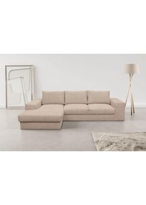 Ecksofa WERK2 "Rozzana 280 x 190 cm zeitlos & bequem, viel Platz, Design & Komfort", beige, B:280cm H:86cm T:190cm, 100% Polyester, Sofas, Ecksofa, Pl&uuml;sch, L-Form, XXL