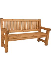 Gartenbank GARDEN PLEASURE "ALLG&Auml;U", beige (natur, natur), B:184cm H:96cm T:69,5cm, FSC-zertifiziertes Massivholz, Sitzb&auml;nke, Gartenbank, 3-Sitzer
