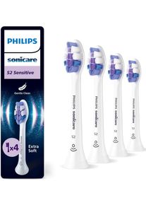 Aufsteckb&uuml;rsten PHILIPS SONICARE "S Sensitive", transparent (wei&szlig;), Zahnb&uuml;rstenk&ouml;pfe, 4 Stk., Aufsteckb&uuml;rsten, f&uuml;r empfindliche Z&auml;hne und Zahnfleisch, f&uuml;r jedes Sonicare Handst&uuml;ck, Topseller
