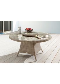 Gartentisch DESTINY "Luna", beige (natur meliert), B:150cm H:75cm T:150cm, Korpus aus Aluminium;Umwickelt mit Rattangeflecht, Tische, Gartentisch, (&Oslash;150x75 cm), Aluminium, Polyrattan, inkl. Drehteller
