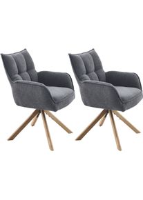 Esszimmerstuhl OTTO HOME "GEORGIA, 2er-Set, in Massivholz und Metallgestell erh&auml;ltlich", anthrazit, eichefarben, anthrazit, B:61cm H:89cm T:61cm, Massivholz, Polyester, Stoff, St&uuml;hle, Esszimmerstuhl, 360 drehbar mit Auto Return, Federkorb, Armlehnen, 120kg belastbar