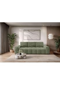 3-Sitzer OTTO HOME "AZITA optionale Schlafsofa mit Bettkasten, Breite 253cm", gr&uuml;n, B:253cm H:87,5cm T:113cm, 100% Polyester, Sofas, 3-Sitzer, Sofa mit Wellenunterfederung, Bubble-Optik, Verl&auml;ssliche Qualit&auml;t