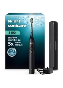 Elektrische Zahnb&uuml;rste PHILIPS SONICARE "Series 3100", schwarz, Elektrozahnb&uuml;rstenB:21cm H:22,2cm T:5,8cm, Elektrische Zahnb&uuml;rste, mit Drucksensor, 3 Intensit&auml;tsstufen, inkl. Reiseetui und Ladeger&auml;t, B:21cm H:22,2cm T:5,8cm, Topseller