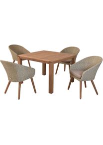 Garten-Essgruppe MERXX "&raquo;Arrone&laquo;", gr&uuml;n (schilf, schilf, natur), Akazienholz FSC 100%, Sitzm&ouml;bel-Sets, Garten-Essgruppe, Beine aus Akazienholz